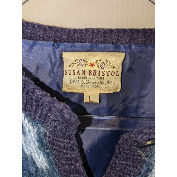 Vintage Susan Bristol Mohair Blend Cardigan Sweater Coat Lined Blue Size Large - Picture 4 of 10